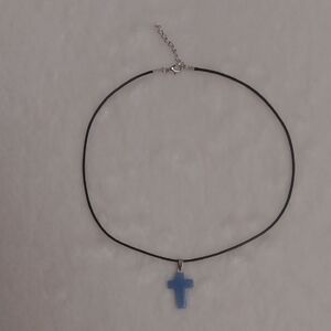 Blue Cross Pendant Necklace